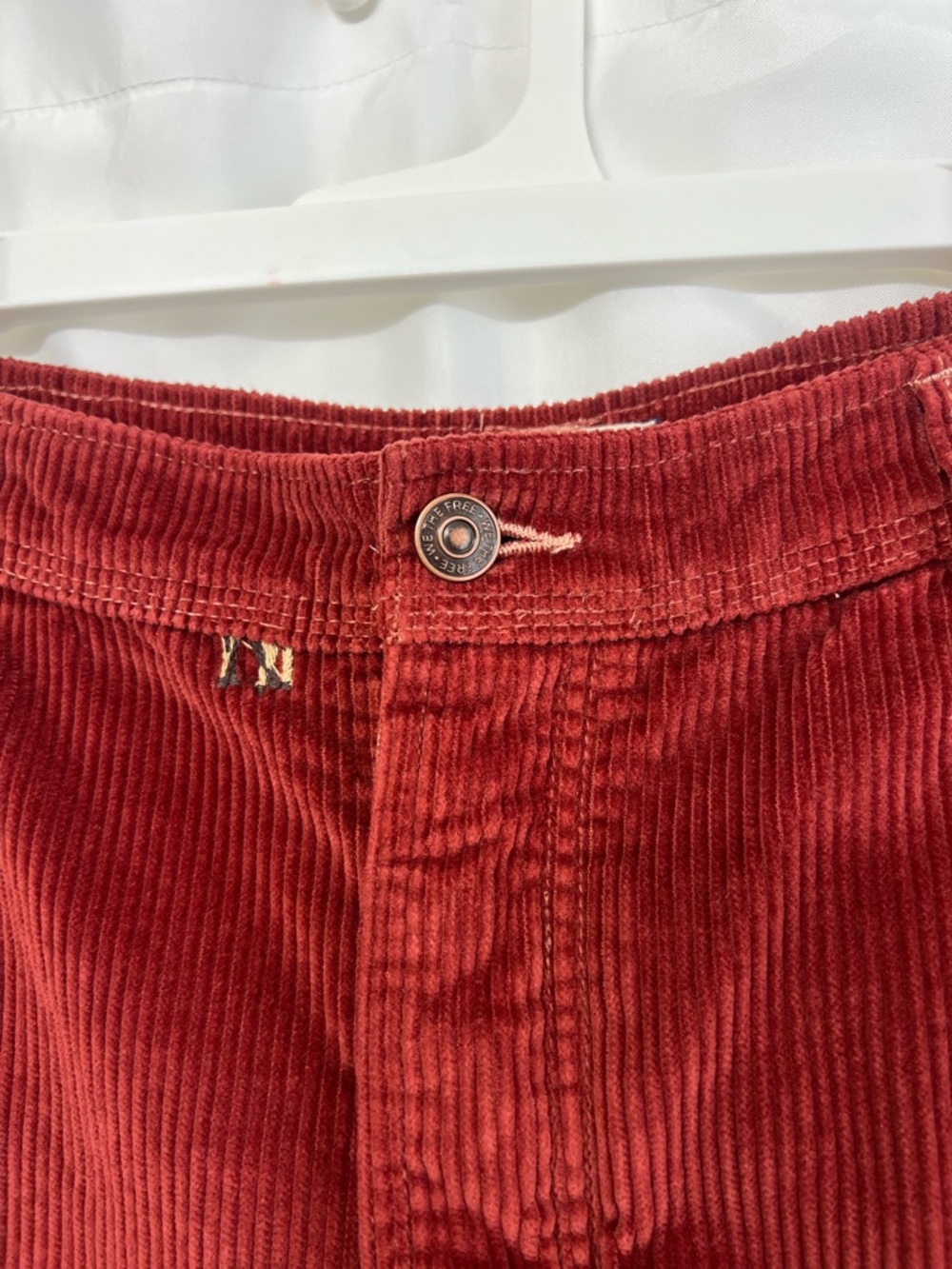 Free People We The Free Clifton Embroidered Corduroy Wide Leg Burgundy Size 29 - Picture 7 of 16